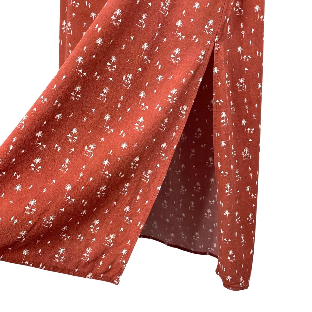 Marine Layer Ryan Midi Slip Skirt Size 4 brick rust orange palm beach print - Picture 5 of 9
